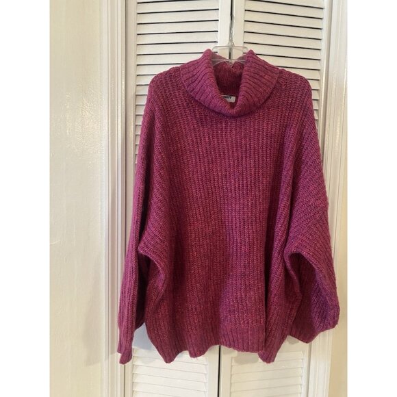 Old Navy Womens Shaker Sweater 4X Chunky Knit Slouchy Turtleneck Cozy Pink Fall - Picture 1 of 6